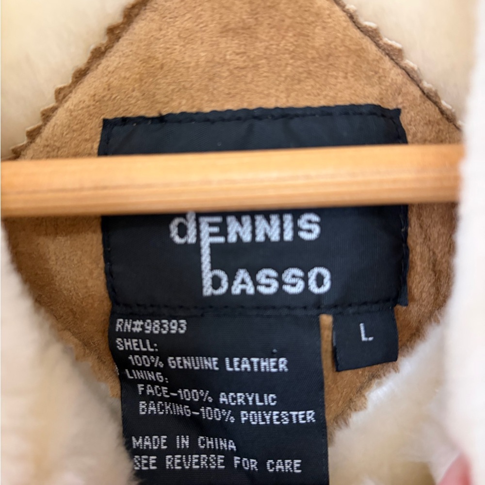 Dennis Basso WOMENS Shearling Genuine Leather Coat - Size L - Picture 4 of 6